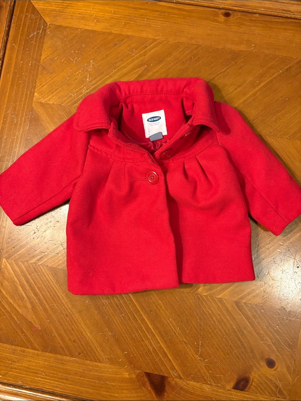 Old Navy Red Girls' Pea Coat with Pleated Front